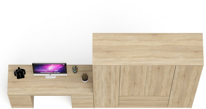 Мори компьютерный стол МС-2 + Шкаф МШ1600.1, дуб сонома
