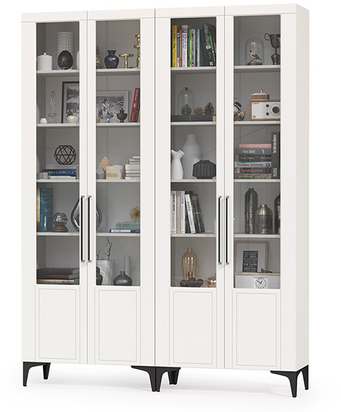 Валенсия Гостиная № 126, цвет ЛДСП белый шагрень/МДФ белый шагрень, ШхГхВ 168,2х38,1х225,2 см.