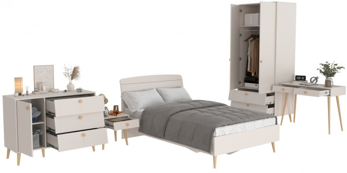 Афина Спальня 25-1200, цвет кашемир серый, сп.м. 1200х2000 мм., б/м, основание есть - фанера