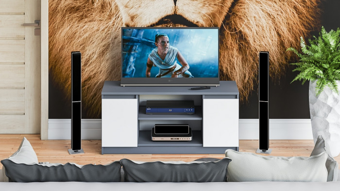 Мори Тумба ТВ МТВ1200.1, цвет графит/белый, ШхГхВ 120,4х41х54,6 см.