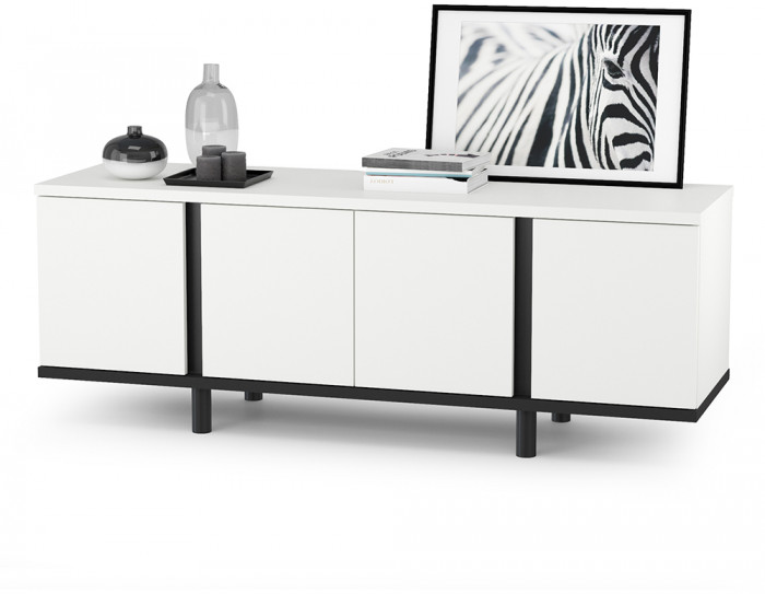 Тумба под ТВ Квадро 13.276, белый шагрень(ЛДСП 16 мм. и 22 мм.)/чёрный(ЛДСП 22 мм.)