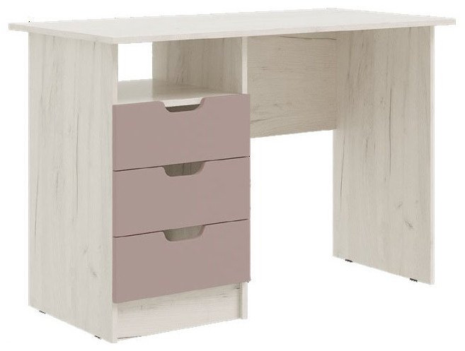 Юниор-4 Стол с ящиками (Шарли пинк, Крафт белый)