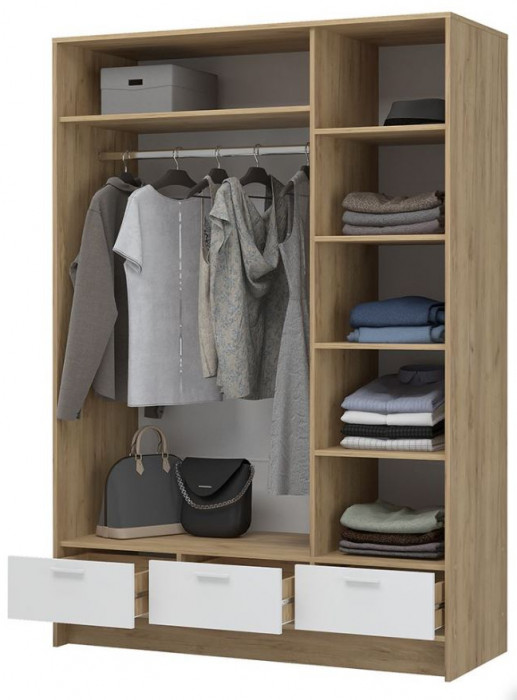 ИРИС ШК-03 Шкаф 3-х ств с зеркалом (1385х2000х550) дуб крафт золото/белый