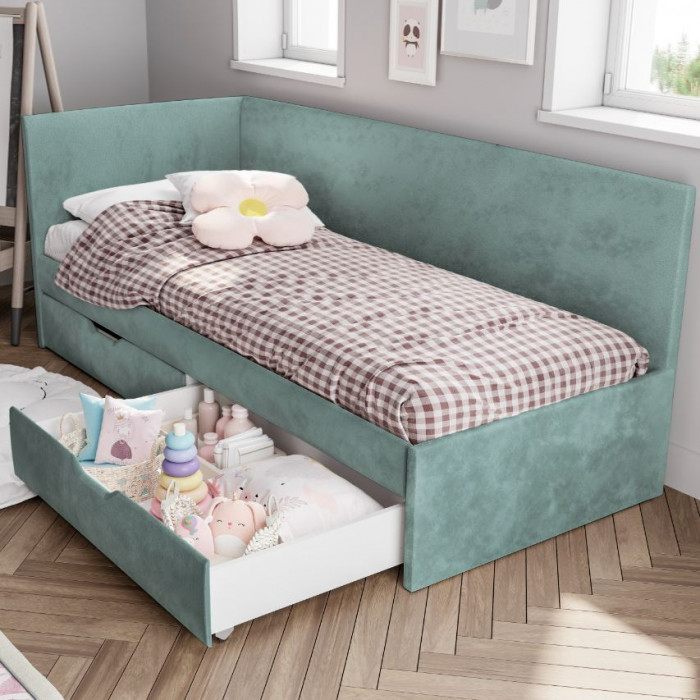 Кровать односпальная "Лео" КР-49 Белый/Шарли бриз