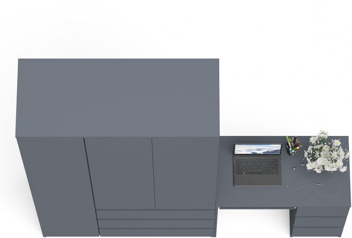 Мори Стол компьютерный МС-6 правый + Шкаф МШ1200.1, цвет графит, ШхГхВ 210,4х50,4х209,6 см., выдвижные ящики справа, НЕ универсальная сборка