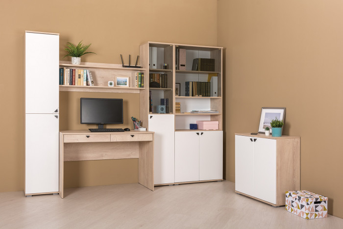 Бостон 13.156 Шкаф, дуб эндгрейн элегантный/фасады МДФ милк рикамо софт