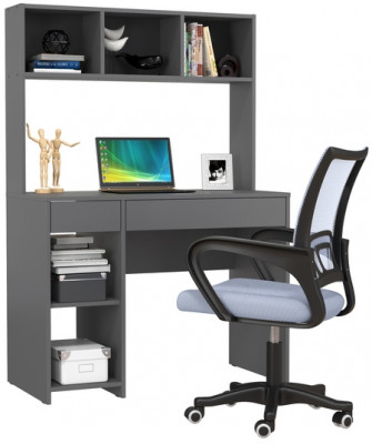 компьютерный стол Комфорт 12.77F + кресло 103 серое, тёмно-серый