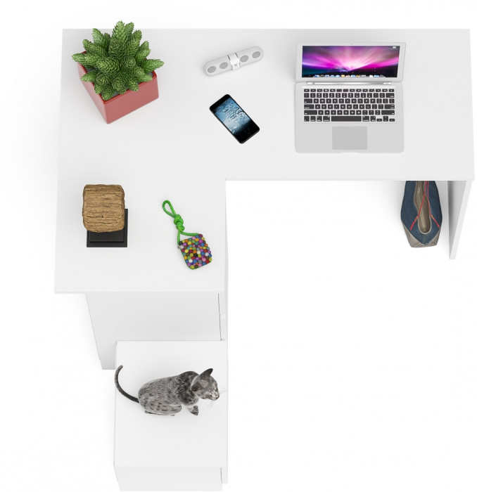 Мори компьютерный стол МС-16 левый + Тумба ТМП400.1, белый