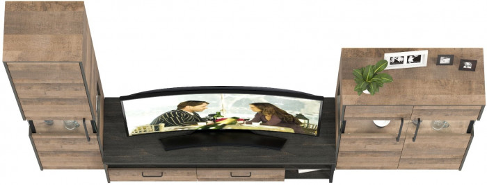 Трувор Гостиная 026, цвет дуб гранж песочный/интра, ШхГхВ 280,4х45,4х194,2 см., универсальная сборка