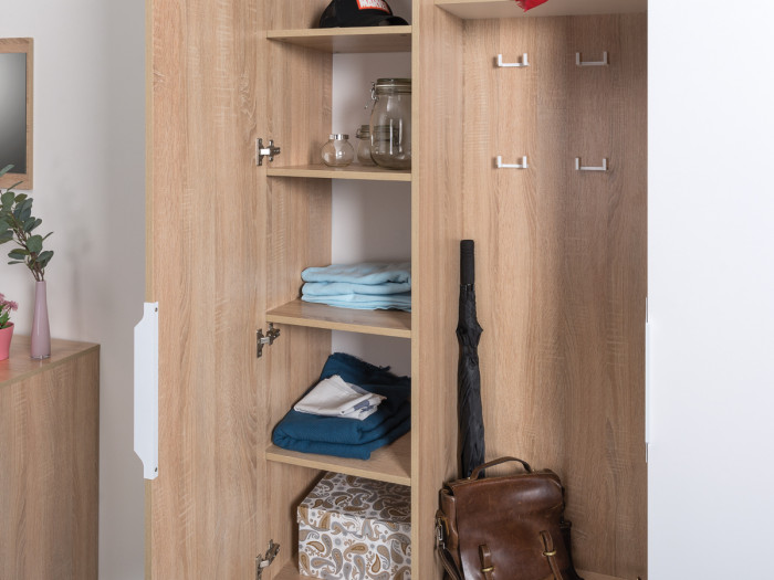 Куба Прихожая 12, цвет дуб сонома/белый премиум, ШхГхВ 204,2х107,3х210,6 см., универсальная сборка