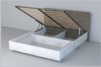 Кровать 1,6 арт.031 (ЛДСП) ПМ (Бетон Светлый/Камень Темный)