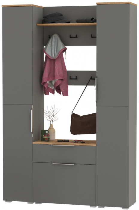 Октава Прихожая 20, серый графит/дуб крафт золотой/фасады МДФ серый графит