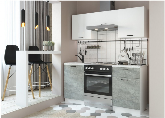 Кухонный гарнитур ЛДСП Дуся 1600, Бунратти / Белый бриллиант/Белый