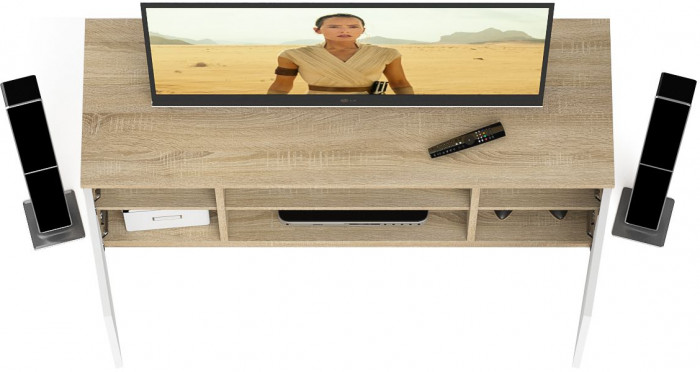 Мори Тумба ТВ МТВ1200.1, цвет дуб сонома/белый, ШхГхВ 120,4х41х54,6 см.