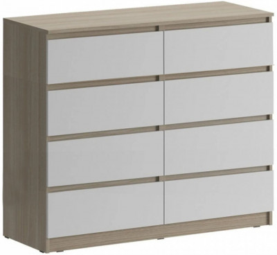 Челси Комод 8 ящиков (Белый глянец, Дуб Сонома)