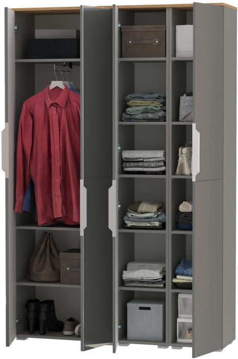 Октава Набор шкафов 01, серый графит/дуб крафт золотой/фасады МДФ серый графит