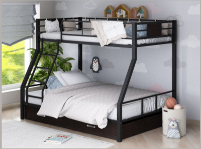 Двухъярусная кровать Гранада-1Я (Черный, Венге)