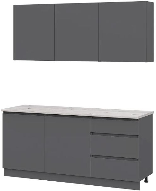 кухня Айден 1,8 серый графит/серый графит