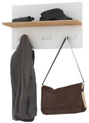 Октава 15.14.01 Вешалка, цвет белый шагрень/дуб крафт золотой, ШхГхВ 64,7х23,6х40 см.