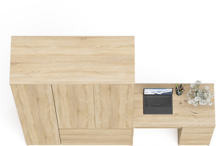 Мори Стол компьютерный МС-6 правый + Шкаф МШ1200.1, цвет дуб сонома, ШхГхВ 210,4х50,4х209,6 см., выдвижные ящики справа, НЕ универсальная сборка