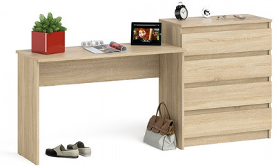 Мори Стол письменный МСП1200.1 + Комод МК800.4, цвет дуб сонома, ШхГхВ 200,8х50х94 см., универсальная сборка