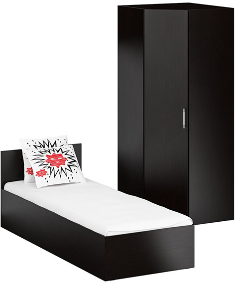 Кровать 0800 + угловой шкаф Стандарт, венге