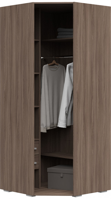 Симба шкаф угловой одностворчатый (850*2000*850) ясень шимо темный/кофе с молоком