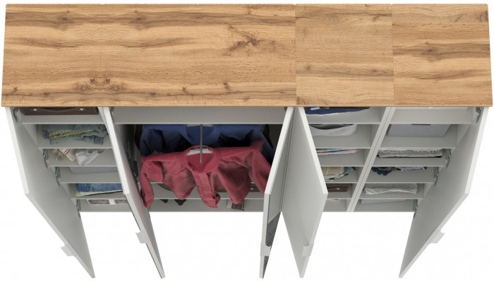 Октава Набор шкафов 02, белый шагрень/дуб крафт золотой/фасады МДФ белый шагрень