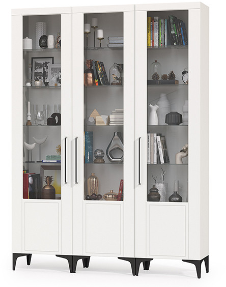 Валенсия Гостиная № 130, цвет ЛДСП белый шагрень/МДФ белый шагрень, ШхГхВ 165х38,1х225,2 см., универсальная сборка