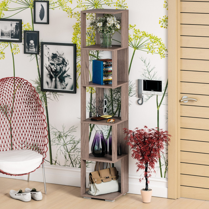 Стеллаж СВК, цвет ясень шимо тёмный, ШхГхВ 35х35х179 см.