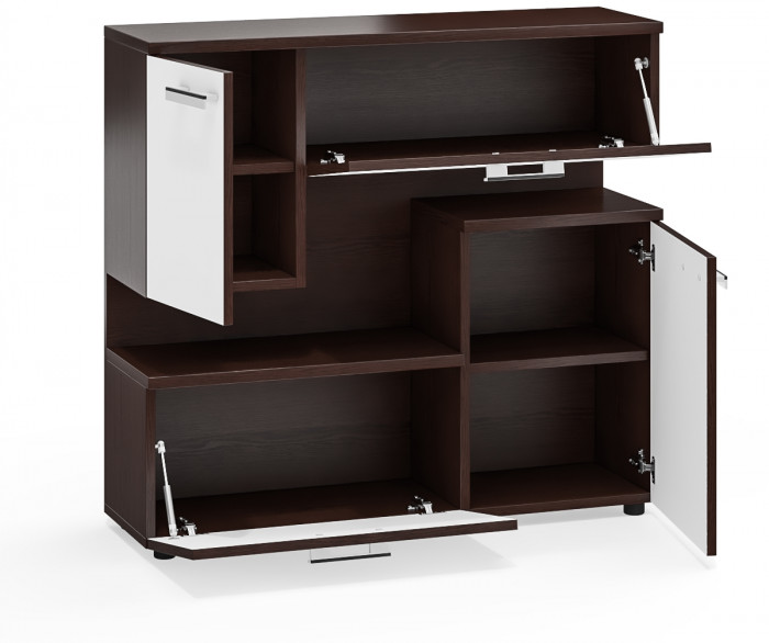 Тумба ТВ С-МД-С1-1000, цвет венге/белый шагрень, ШхГхВ 100х30х93 см., НЕ универсальная сборка