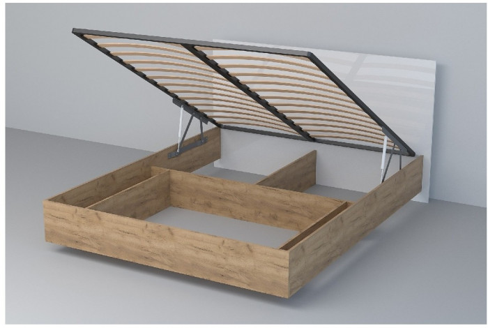 Кровать 1,6 арт.031 (ЛДСП) ПМ (Дуб Крафт Золотой/Камень Темный)