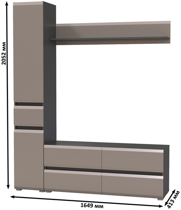 Сидней Комплектация № 051, корпус: антрацит/фасады: МДФ веллюто капучино