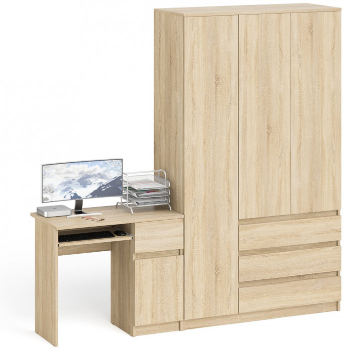 Мори компьютерный стол МС-1 правый + Шкаф МШ1200.1, дуб сонома