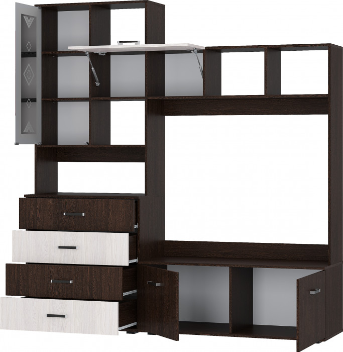 Гостиная Белла, венге/ясень белый. Комплект 2