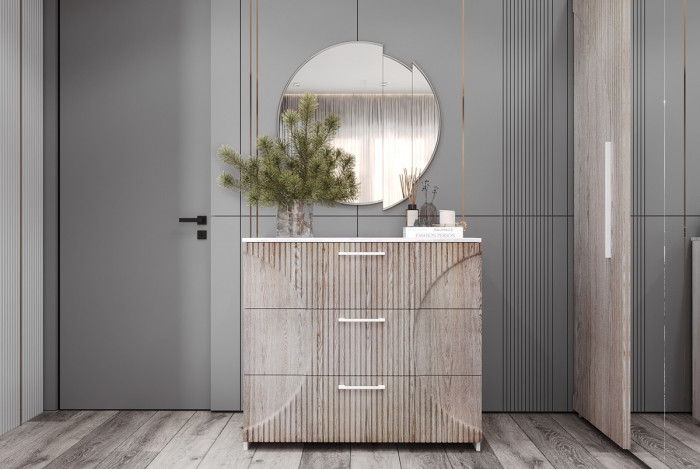 Комод с 3-мя ящиками "Монтале" - Бетон пайн светлый/Астана роузвуд