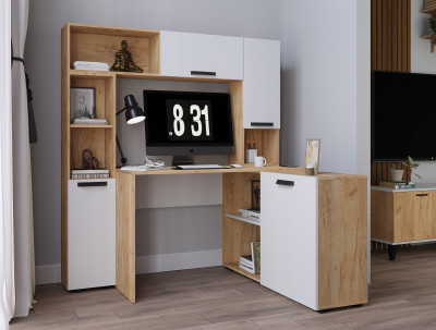 Модульный Офис Квартет-13, композиция 3, Дуб крафт золотой/Белый