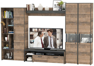 Трувор Гостиная 033, цвет дуб гранж песочный/интра, ШхГхВ 332,4х45,4х210 см., универсальная сборка