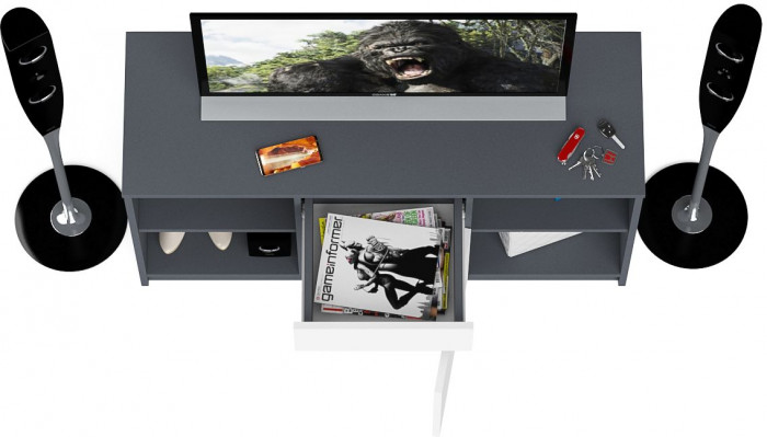 Мори Тумба ТВ МТВ1204.1, цвет графит/белый, ШхГхВ 120,4х41х73 см.