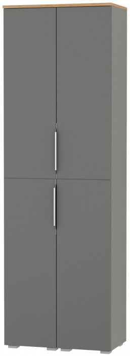 Октава 13.228 Шкаф-пенал + 13.228 Шкаф-пенал, цвет серый графит/дуб крафт золотой/фасады МДФ серый графит, ШхГхВ 64,4х35,3х197,6 см.