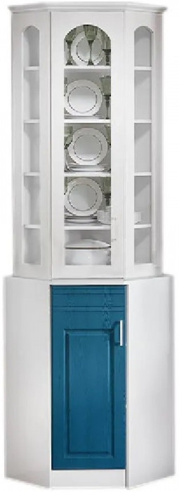 Буфет Констанция угловой (Белый матовый / Джинс)