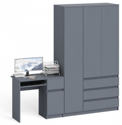 Мори Стол компьютерный МС-1 правый + Шкаф МШ1200.1, цвет графит, ШхГхВ 210,4х50,4х209,6 см., выдвижной ящик справа, НЕ универсальная сборка