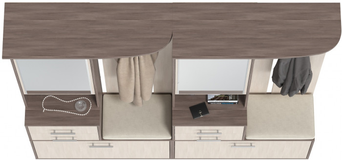 Два шкафа с вешалкой Домино 2-3431бод.тем/св, бодега тёмный/бодега светлый