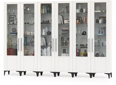 Валенсия Гостиная № 132, цвет ЛДСП белый шагрень/МДФ белый шагрень, ШхГхВ 330х38,1х225,2 см.