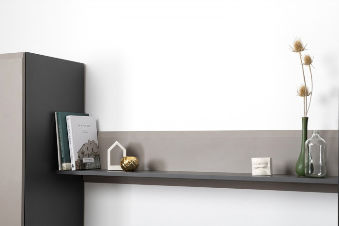 Сидней 16.486 Полка 2 штуки, цвет антрацит/МДФ веллюто капучино, ШхГхВ размер каждой полки в отдельности: 129,9х21,6х24 см.