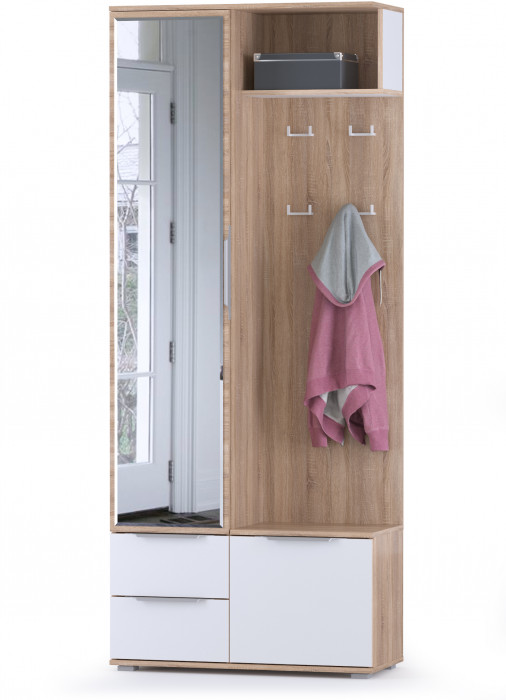 Куба Прихожая 16, цвет дуб сонома/белый премиум, ШхГхВ 230,1х107,3х210,6 см., универсальная сборка