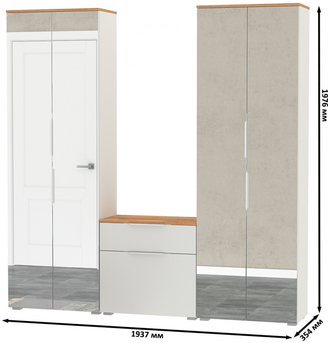 Октава Прихожая 24, белый шагрень/дуб крафт золотой/фасады МДФ белый шагрень