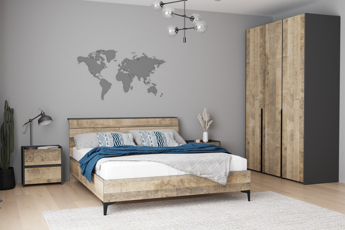 Спальня Денвер. Комплект 1, Графит, Дуб гранж песочный