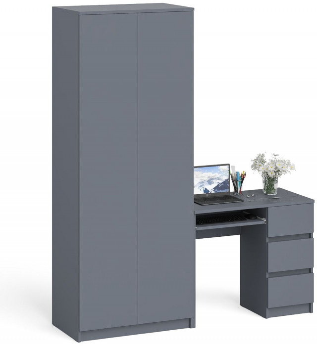 Мори компьютерный стол МС-6 правый + Шкаф МШ800.1, графит