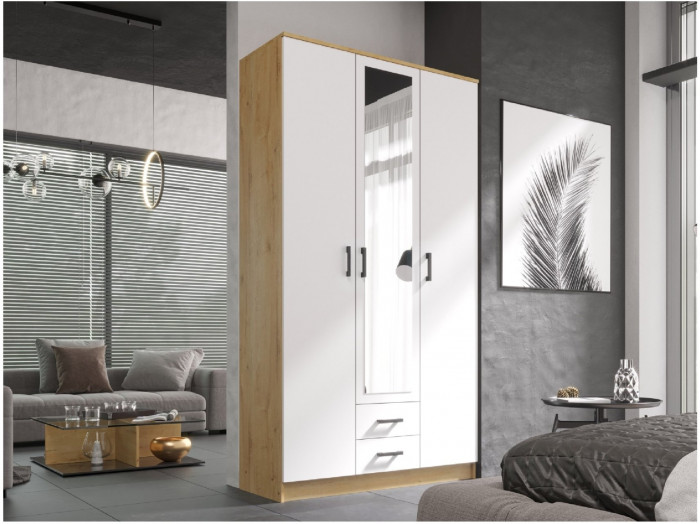 Модульная спальня Эко, композиция 3 (Белый гладкий, Дуб Вотан)